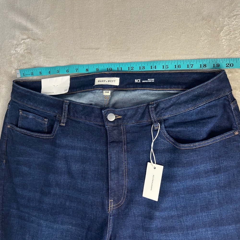 NWT Warp + Weft NCE Cropped Wide Leg Jeans Dark Blue Plus Size 24W - Picture 8 of 10